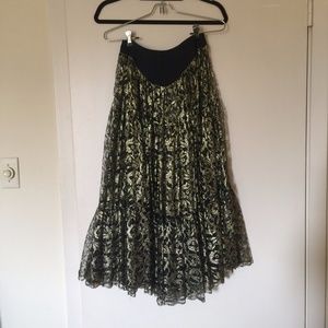 Sexy Black and Gold Sheer Lace Skirt